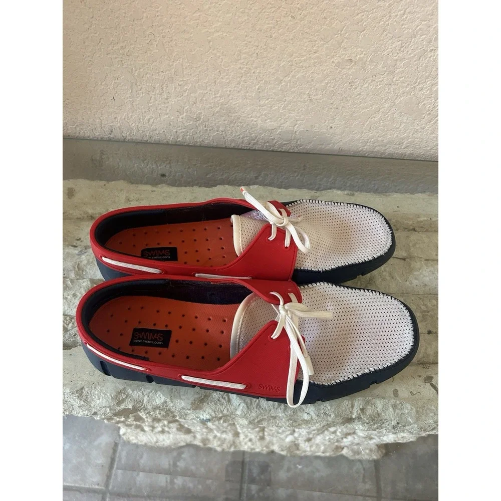 SWIMS Mens Size 10  Mesh Water Boat Pool Loafers Shoes Slip Patriotic Colors